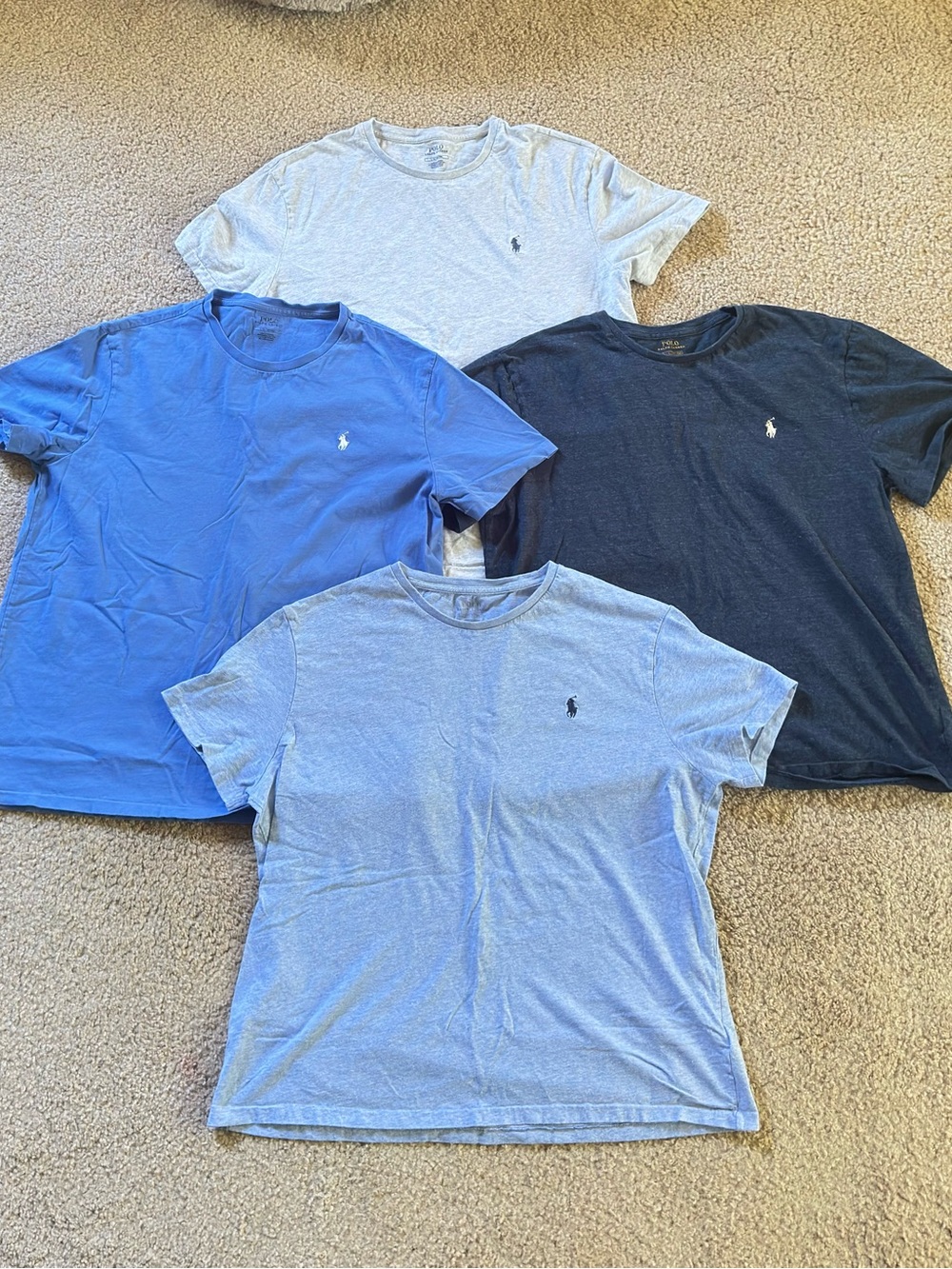 Polo by Ralph Lauren Men’s Crew Neck T-Shirt Blue and Grey Bundle of 4 SIZE L